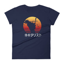Load image into Gallery viewer, The Guitar Playing Samurai Silhouette Women's Tee (White Font)